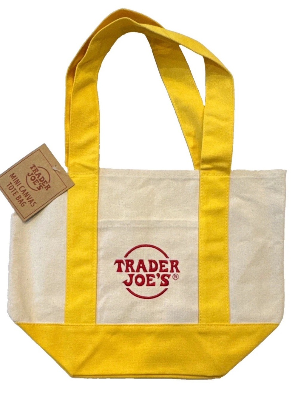 Trader Joe's Yellow & Cream Canvas Tote Bag